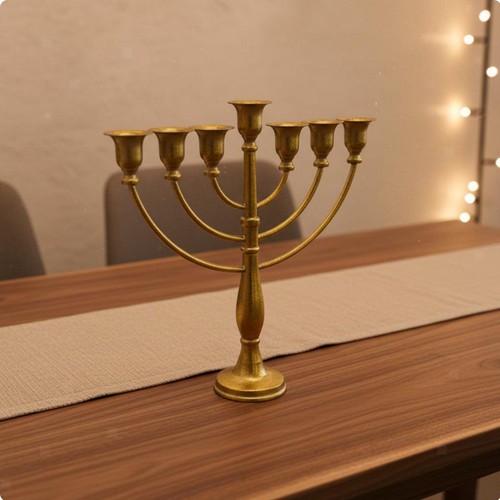 Goldener chanukka kandelaber - goldener, chanukka-kandelaber